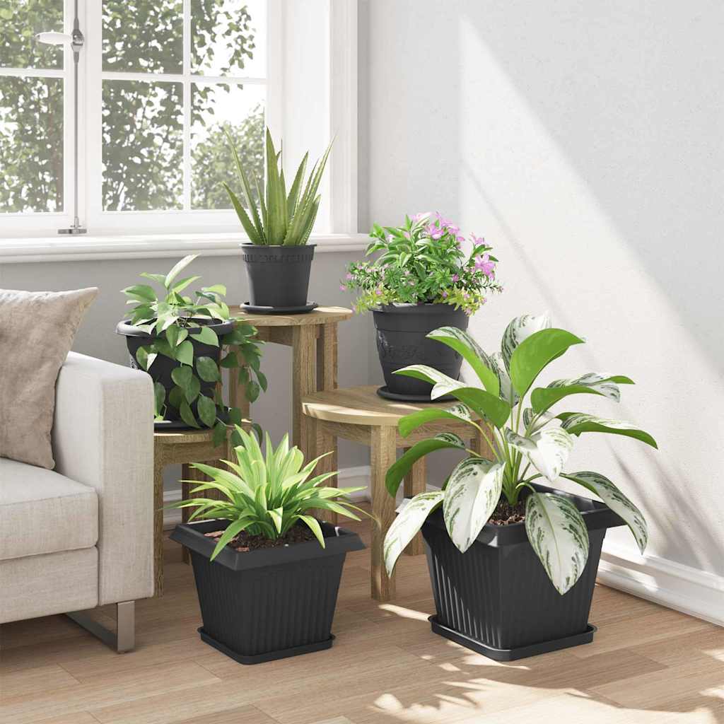 Augalų vazonai 6 pcs Juoda 28,5 x 28,5 x 22 cm Plastmasė