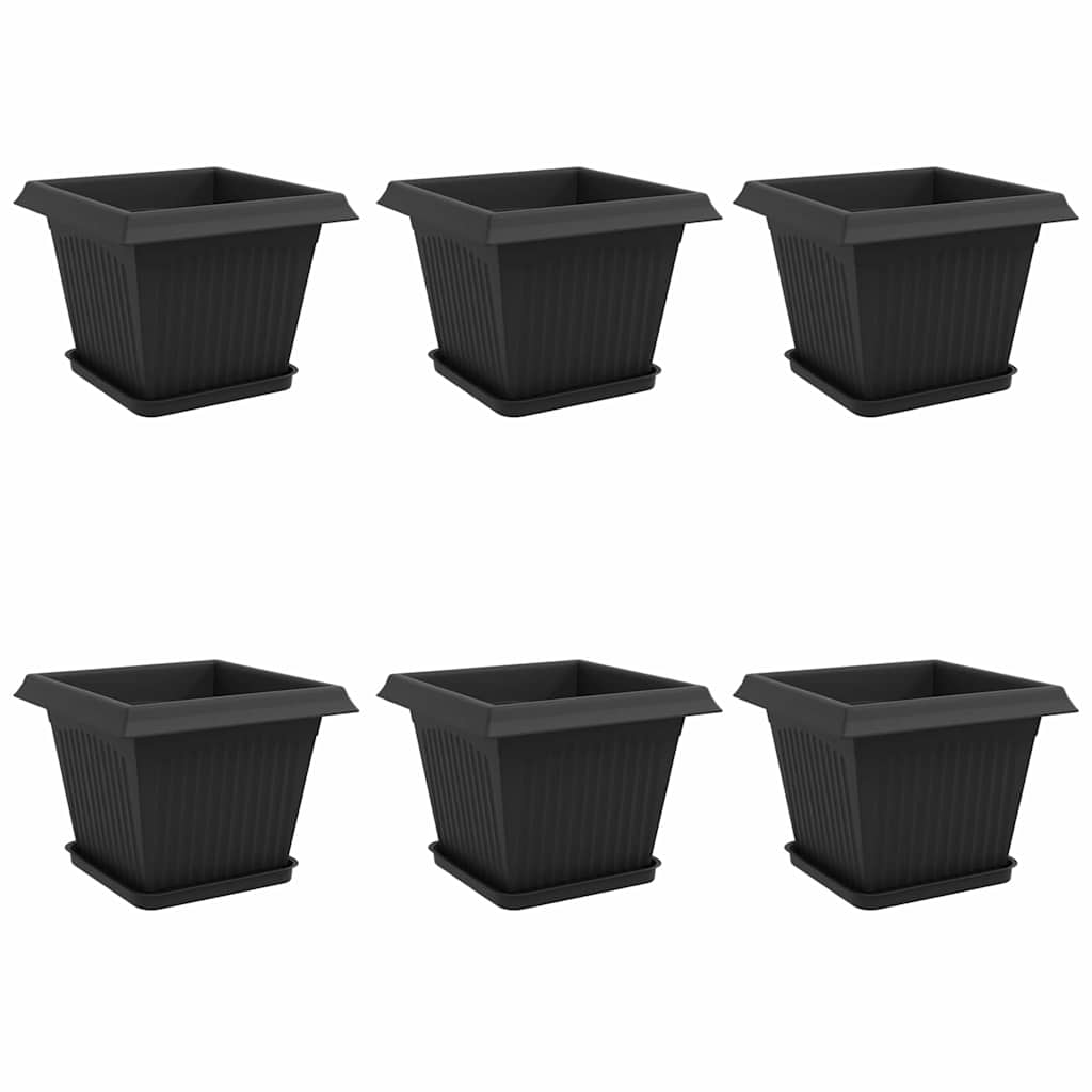 Augalų vazonai 6 pcs Juoda 28,5 x 28,5 x 22 cm Plastmasė