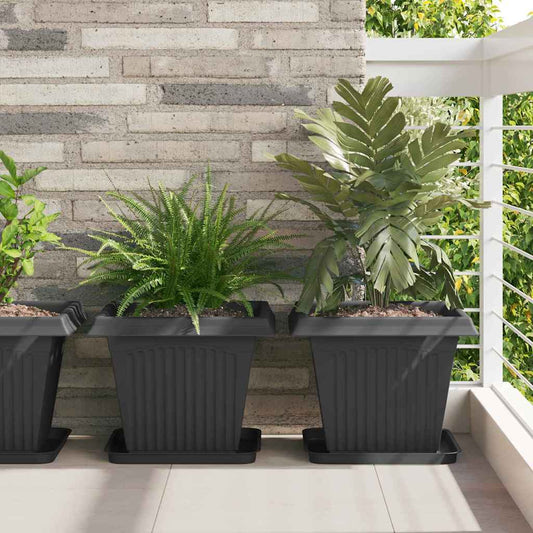 Augalų vazonai 6 pcs Juoda 38 x 38 x 30 cm Plastmasė