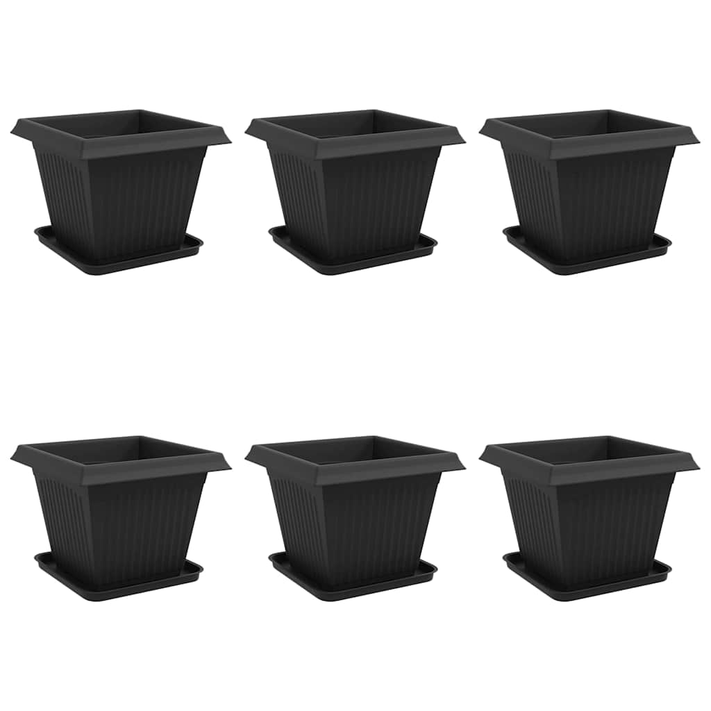 Augalų vazonai 6 pcs Juoda 38 x 38 x 30 cm Plastmasė