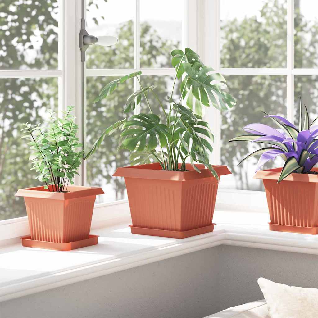 Augalų vazonai 24 pcs Raudona plyta 23 x 23 x 17,5 cm Plastmasė