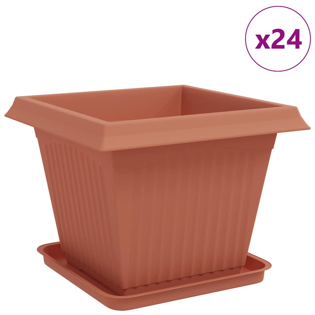 Augalų vazonai 24 pcs Raudona plyta 43 x 43 x 33,5 cm Plastmasė