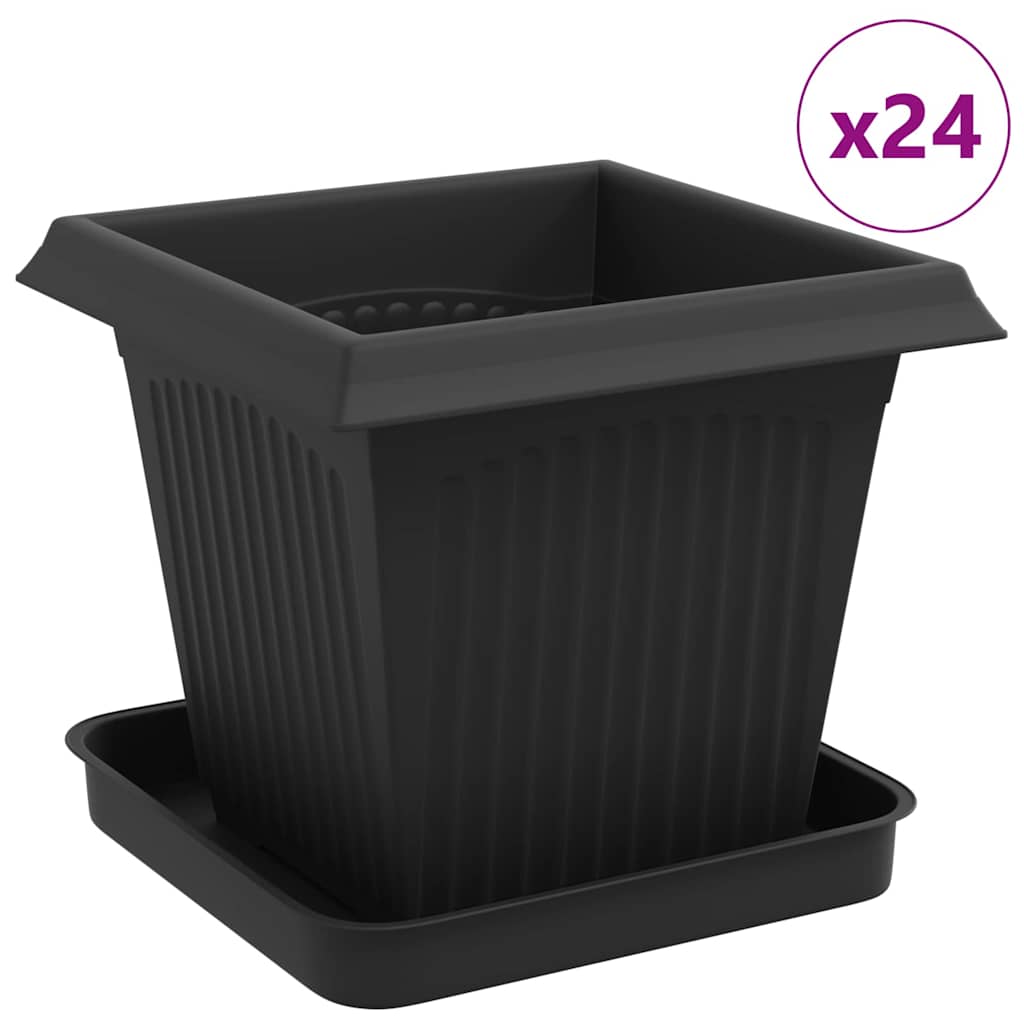 Augalų vazonai 24 pcs Juoda 16 x 16 x 14 cm Plastmasė