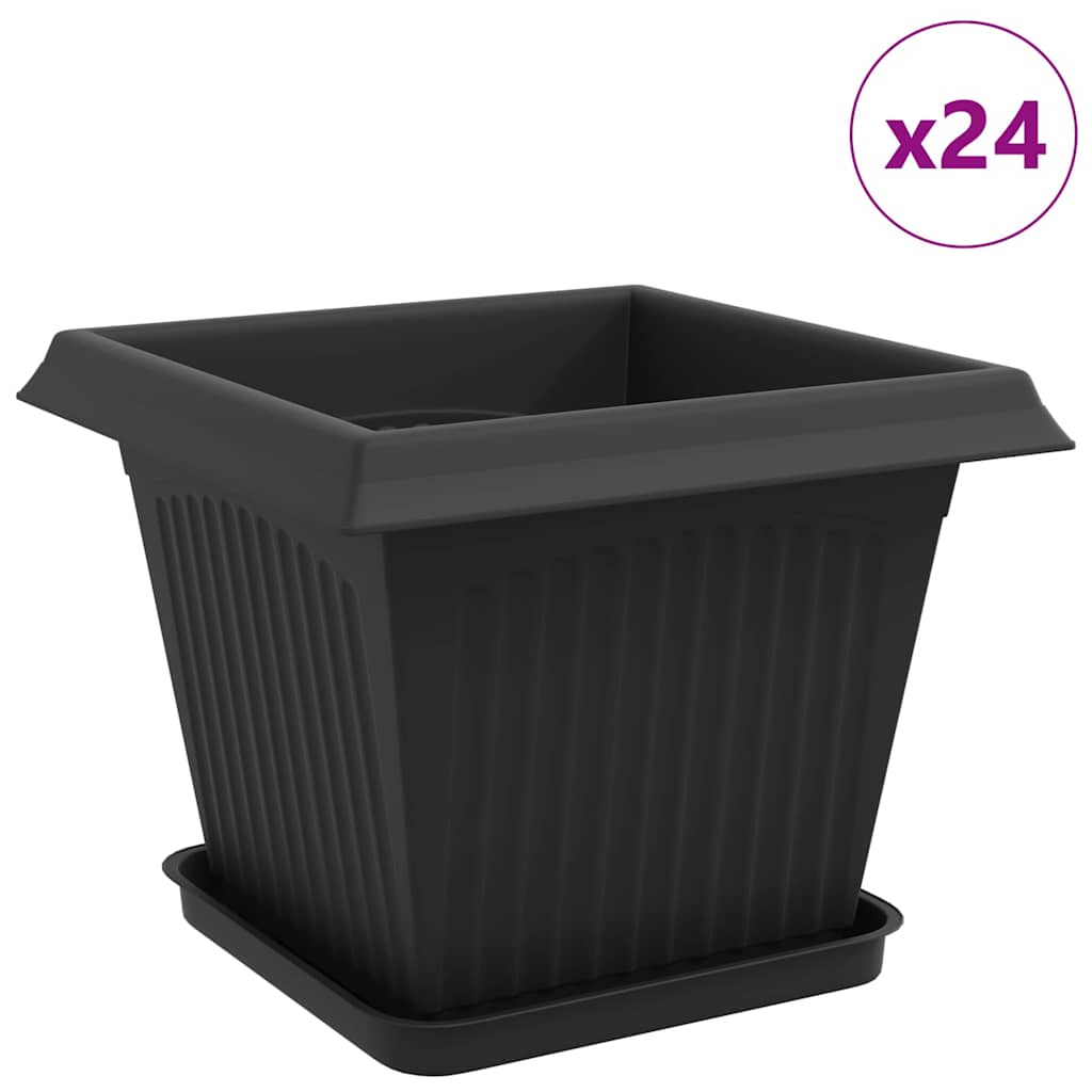 Augalų vazonai 24 pcs Juoda 33 x 33 x 26 cm Plastmasė