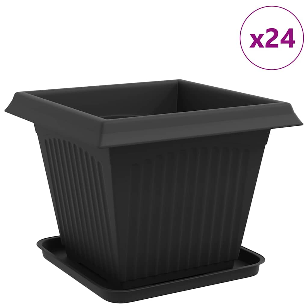 Augalų vazonai 24 pcs Juoda 38 x 38 x 30 cm Plastmasė