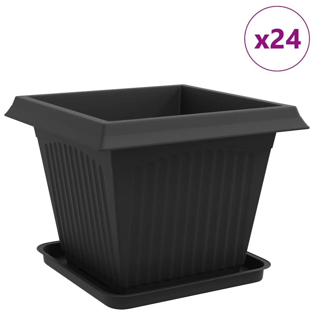 Augalų vazonai 24 pcs Juoda 43 x 43 x 33,5 cm Plastmasė