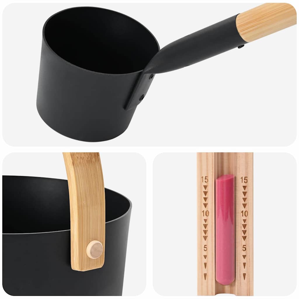 Saunos Priedų Rinkinys 4 pcs Juoda