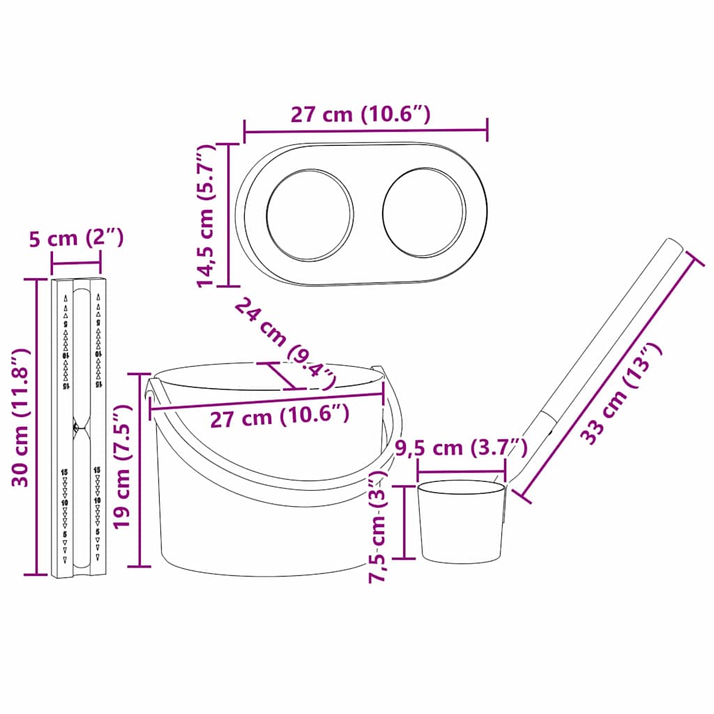Saunos Priedų Rinkinys 4 pcs Juoda