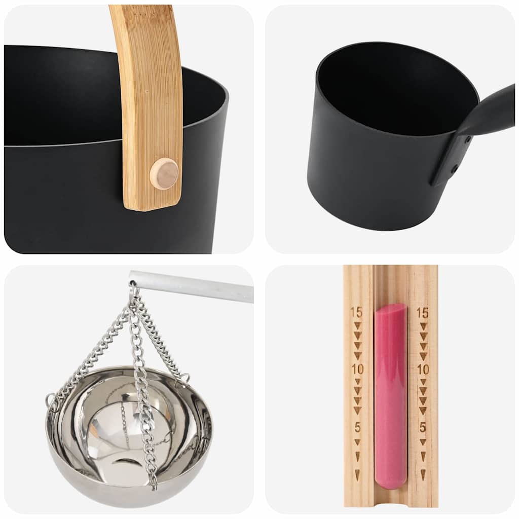 Saunos Priedų Rinkinys 5 pcs Juoda