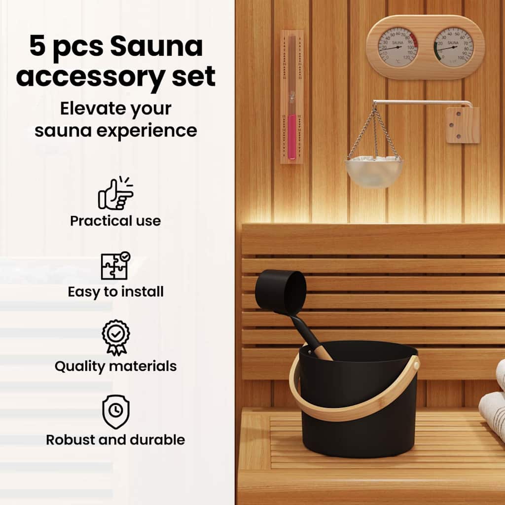 Saunos Priedų Rinkinys 5 pcs Juoda