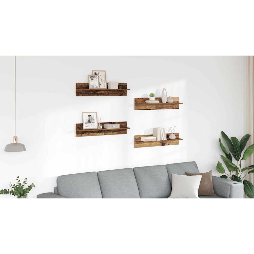 Sieninės lentynos 4 pcs Senovinis medis 80 x 11,5 x 18 cm