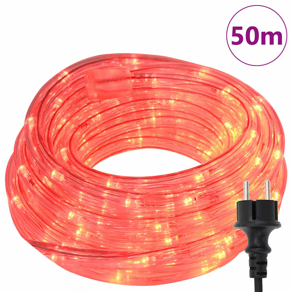 Virvės Šviesa su 1200 LED Raudona 50 m PVC