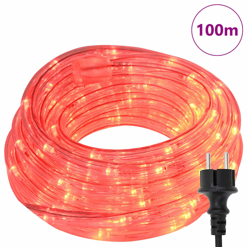 Virvės Šviesa su 2400 LED Raudona 100 m PVC