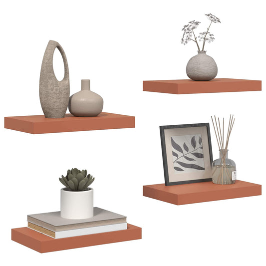 Sieninės lentynos su saugykla 4 pcs Raudona 40 x 23,5 x 4 cm