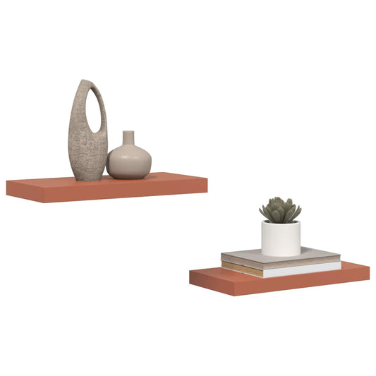 Sieninės lentynos su saugykla 2 pcs Raudona 50 x 23,5 x 4 cm