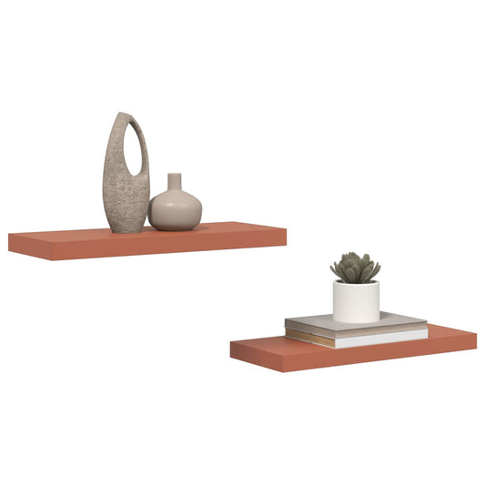 Sieninės lentynos su saugykla 2 pcs Raudona 60 x 23,5 x 4 cm