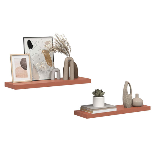 Sieninės lentynos su saugykla 2 pcs Raudona 80 x 23,5 x 4 cm