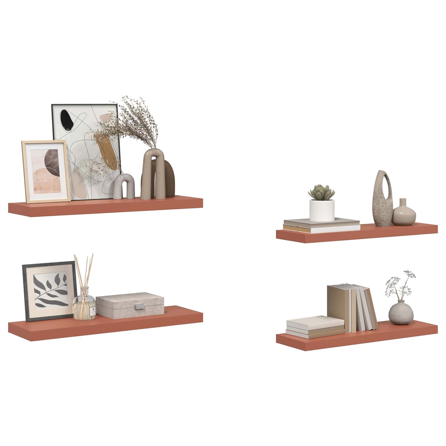 Sieninės lentynos su saugykla 4 pcs Raudona 80 x 23,5 x 4 cm