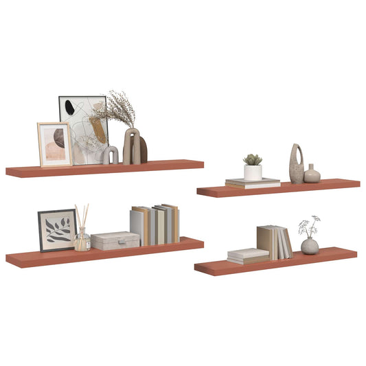 Sieninė lentyna su saugykla 4 pcs Raudona 120 x 23,5 x 4 cm