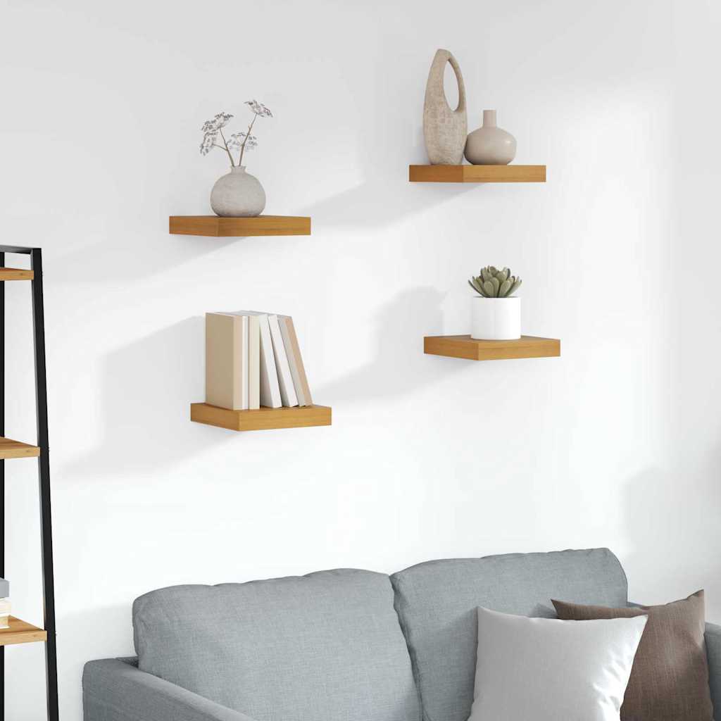 Sieninės lentynos 4 pcs Ruda 23 x 23,5 x 4 cm Apdirbta mediena