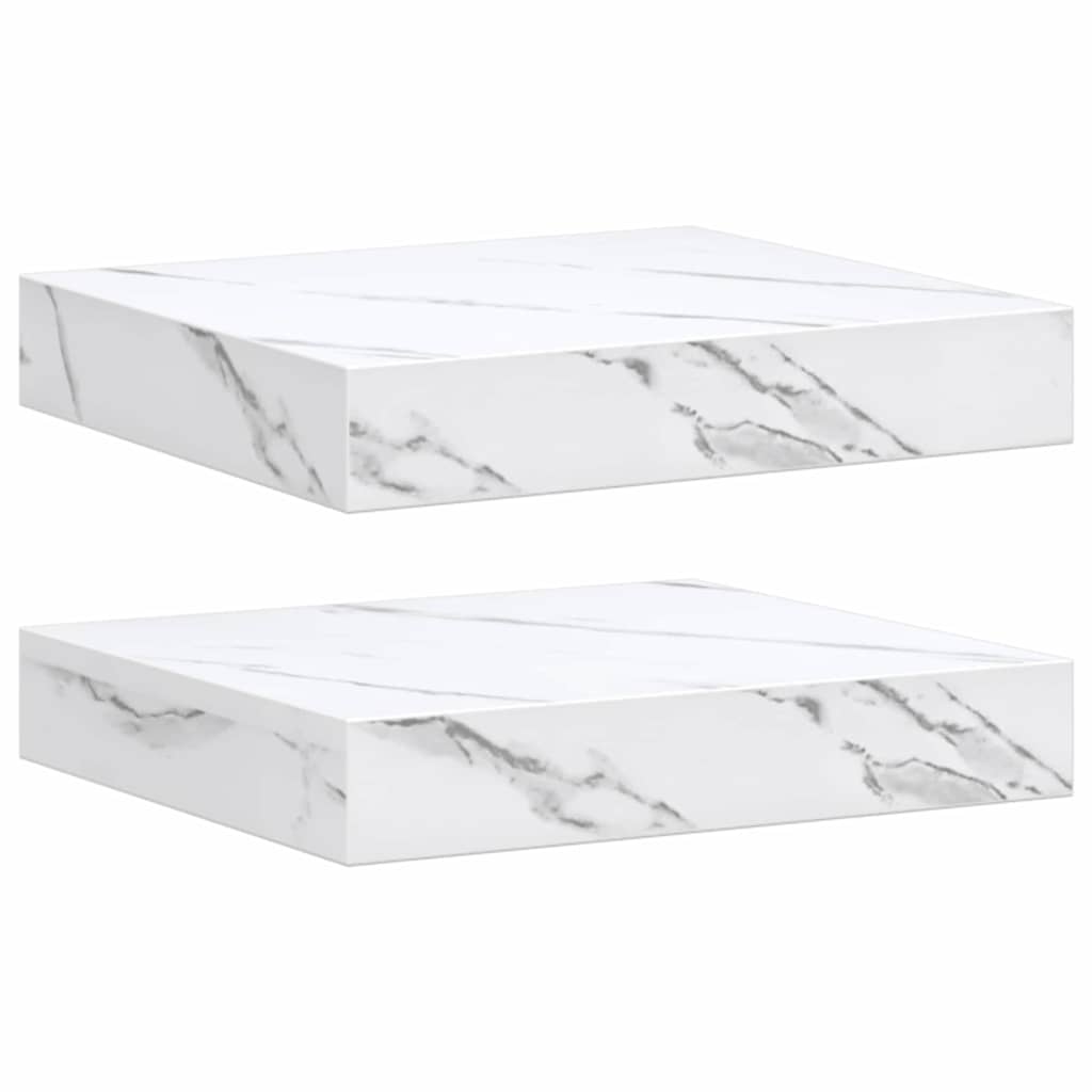 Sieninės lentynos 2 pcs Balti marmuro 23 x 23,5 x 4 cm