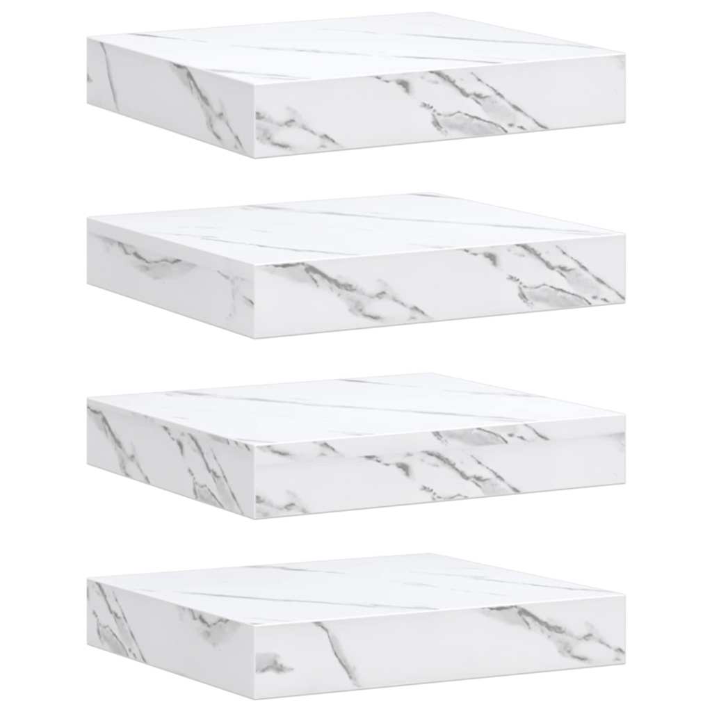 Sieninės lentynos 4 pcs Balti marmuro 23 x 23,5 x 4 cm