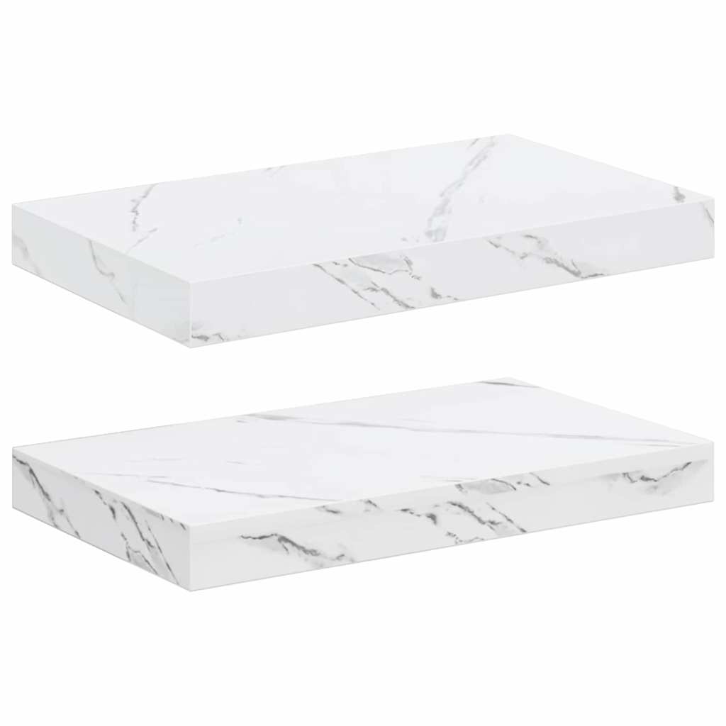 Sieninė lentyna 2 pcs Balti marmuro 40 x 23,5 x 4 cm