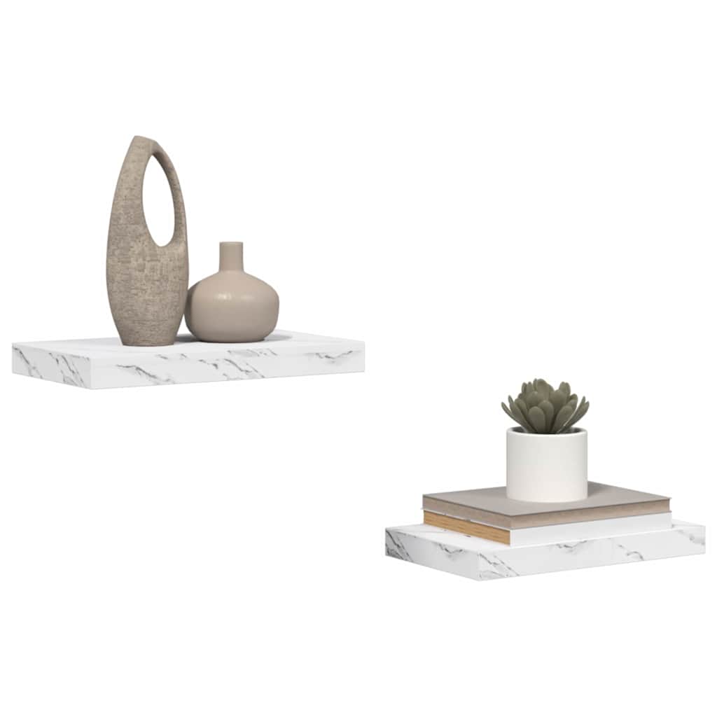 Sieninė lentyna 2 pcs Balti marmuro 40 x 23,5 x 4 cm
