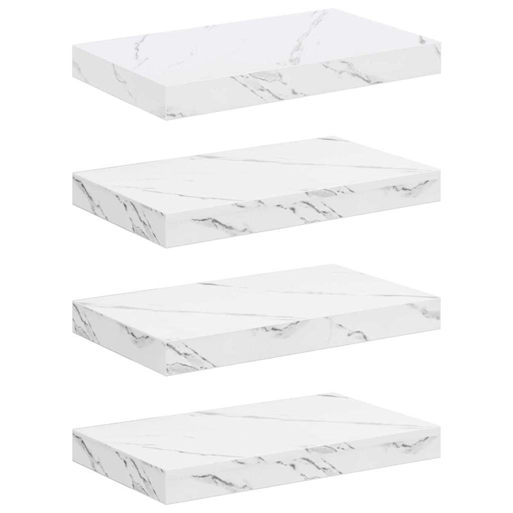 Sieninė lentyna 4 pcs Balti marmuro 40 x 23,5 x 4 cm