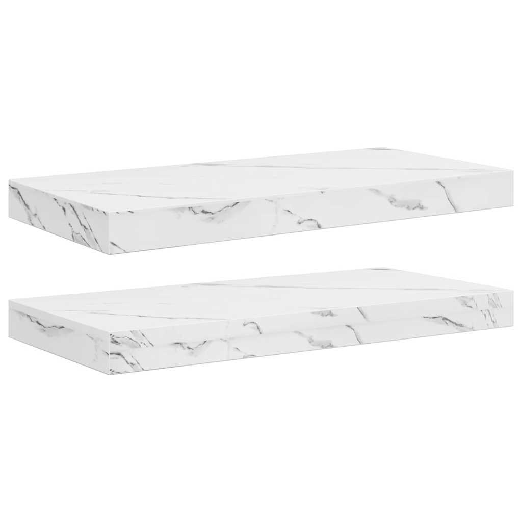 Sieninė lentyna 2 pcs Balti marmuro 50 x 23,5 x 4 cm