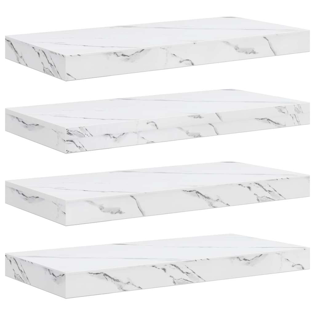Sieninė lentyna 4 pcs Balti marmuro 50 x 23,5 x 4 cm