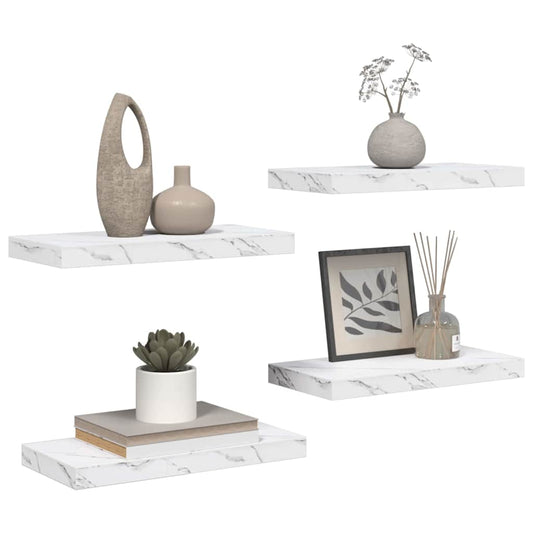 Sieninė lentyna 4 pcs Balti marmuro 50 x 23,5 x 4 cm