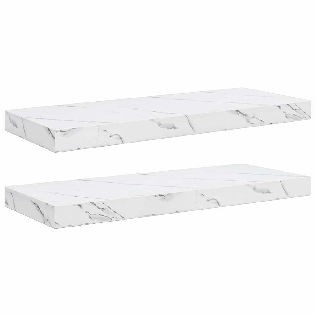 Sieninė lentyna 2 pcs Balti marmuro 60 x 23,5 x 4 cm