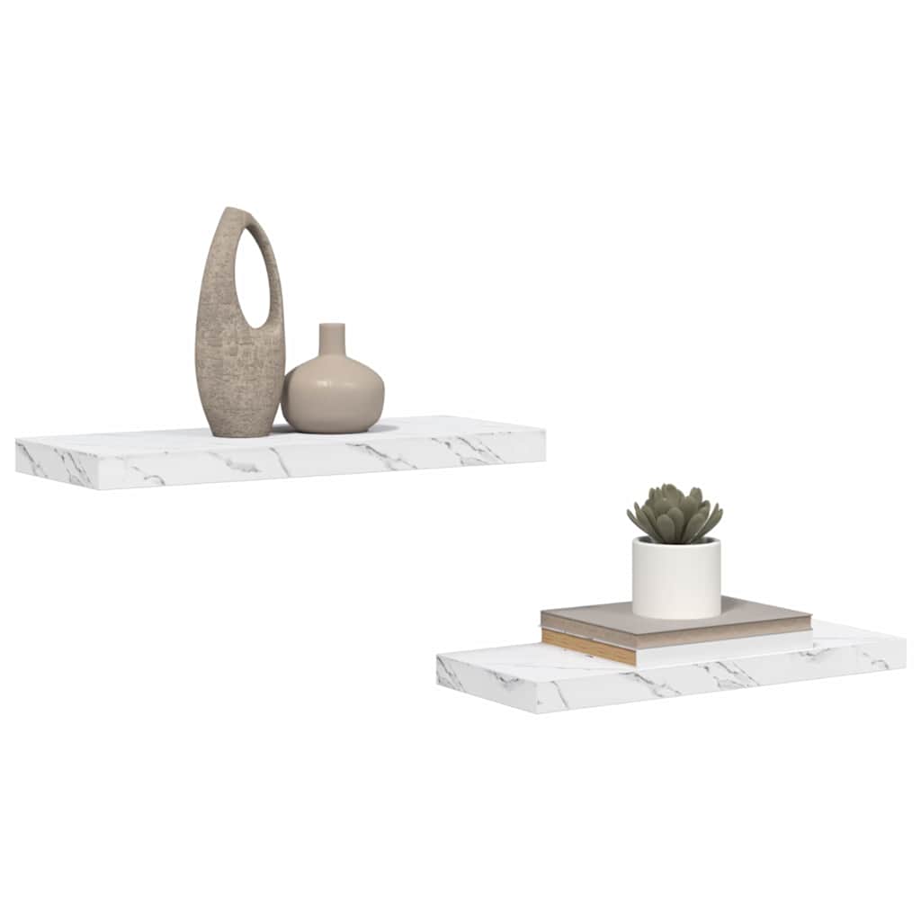 Sieninė lentyna 2 pcs Balti marmuro 60 x 23,5 x 4 cm
