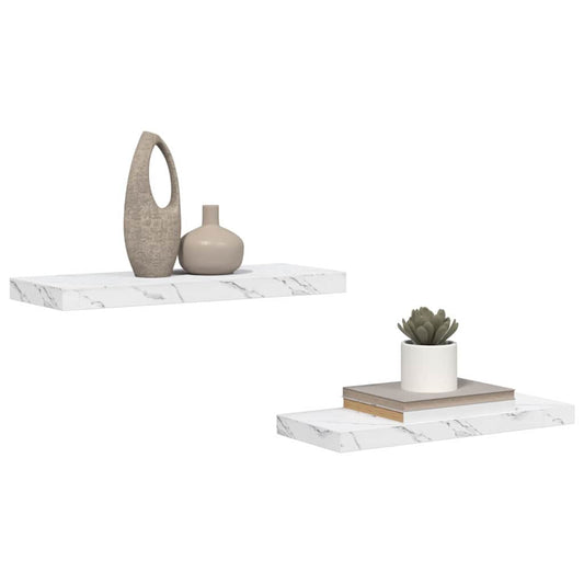Sieninė lentyna 2 pcs Balti marmuro 60 x 23,5 x 4 cm
