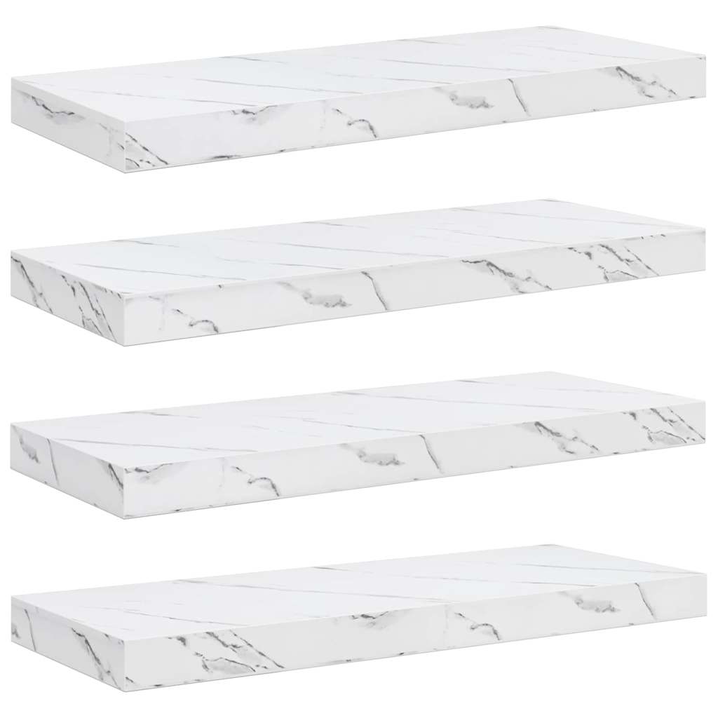 Sieninės lentynos 4 pcs Balti marmuro 60 x 23,5 x 4 cm