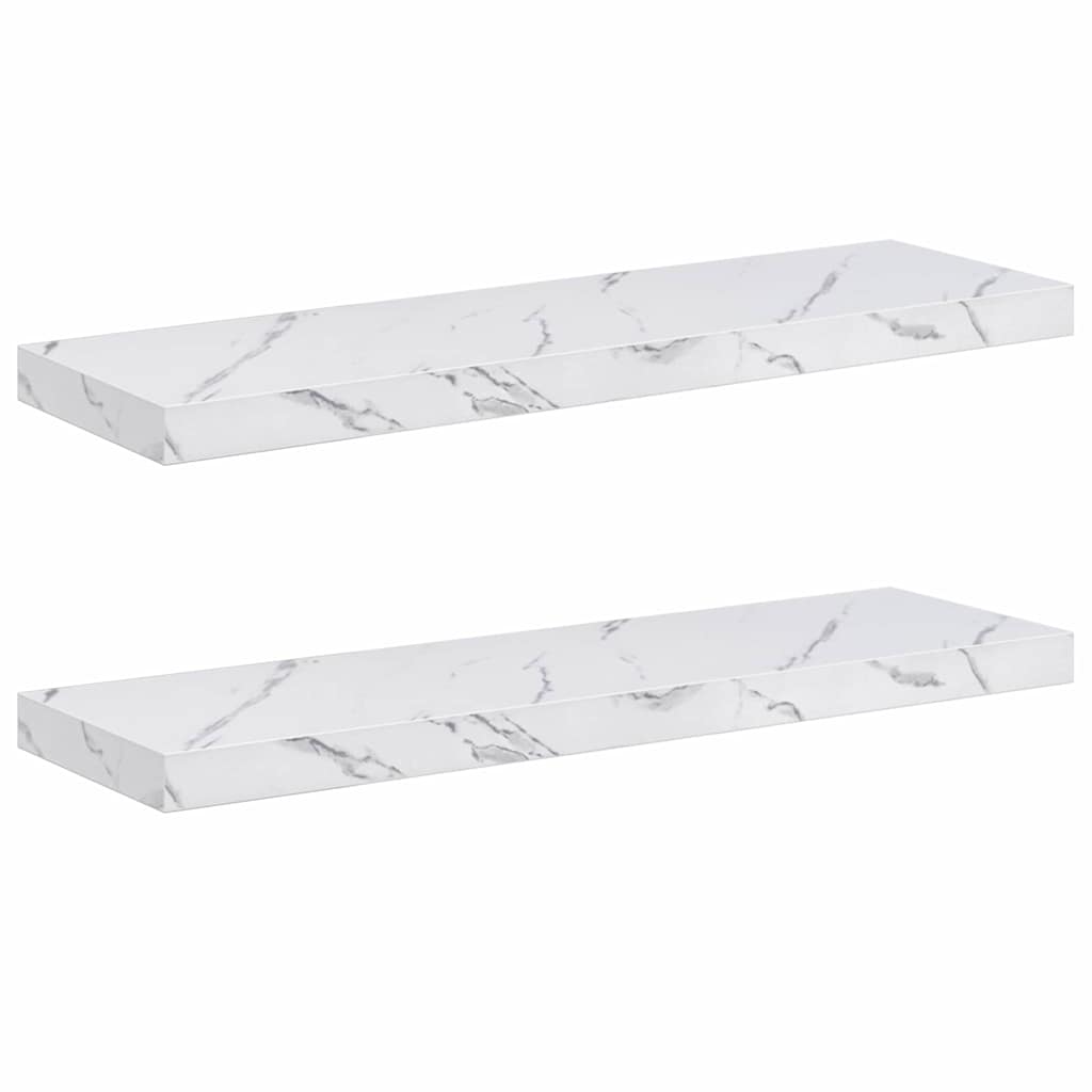 Sieninė lentyna 2 pcs Balti marmuro 80 x 23,5 x 4 cm