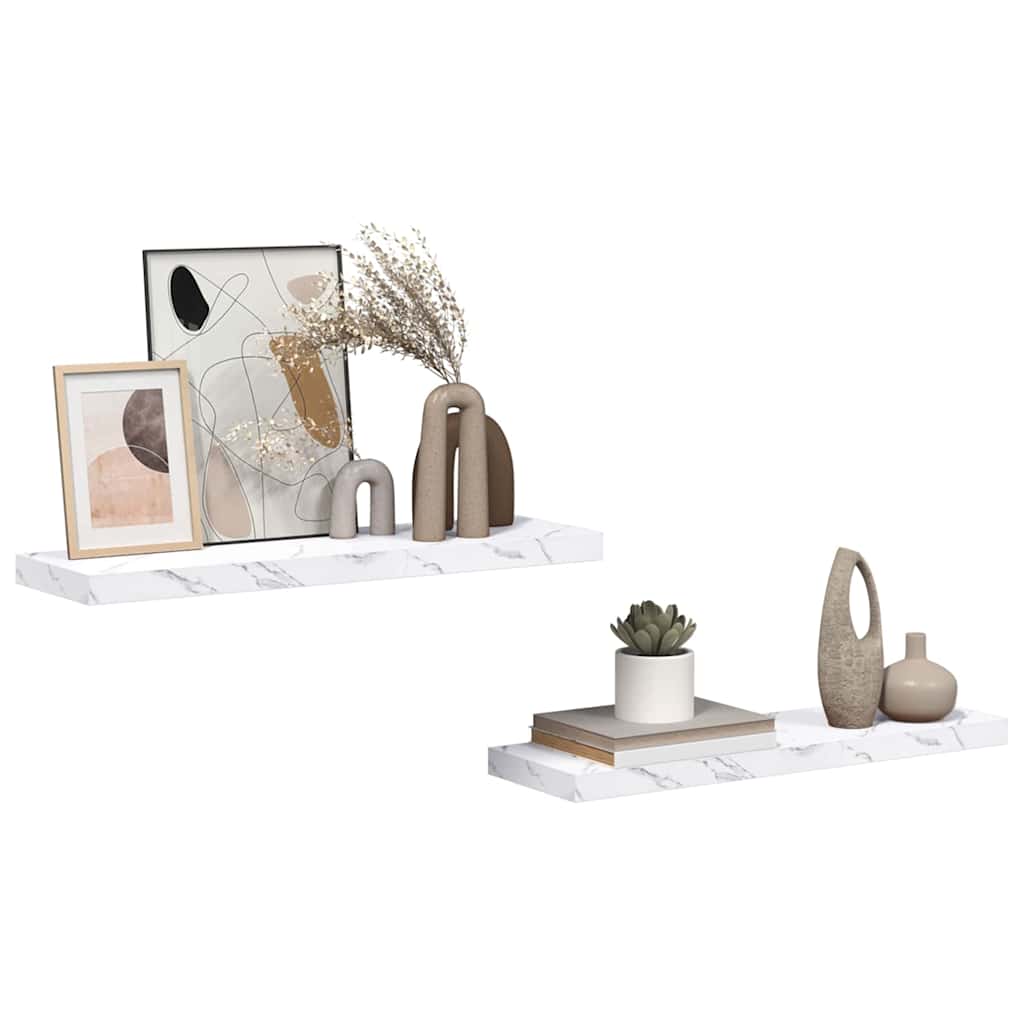 Sieninė lentyna 2 pcs Balti marmuro 80 x 23,5 x 4 cm