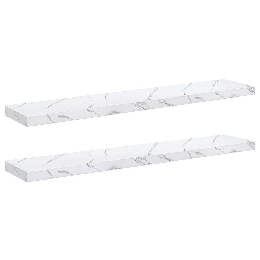 Sieninė lentyna 2 pcs Balti marmuro 120 x 23,5 x 4 cm