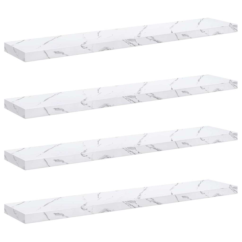 Sieninės lentynos 4 pcs Balti marmuro 120 x 23,5 x 4 cm