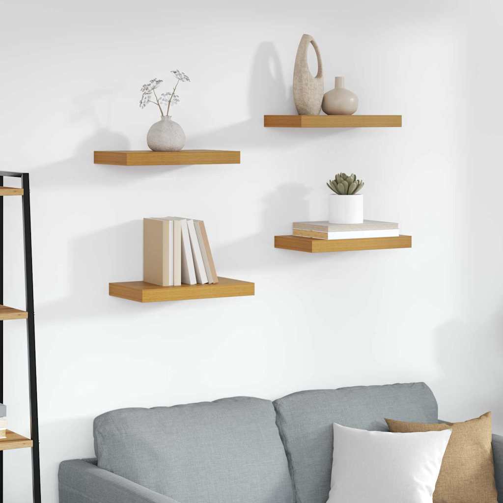 Sieninės lentynos su saugykla 4 pcs Smėlio 40 x 23,5 x 4 cm