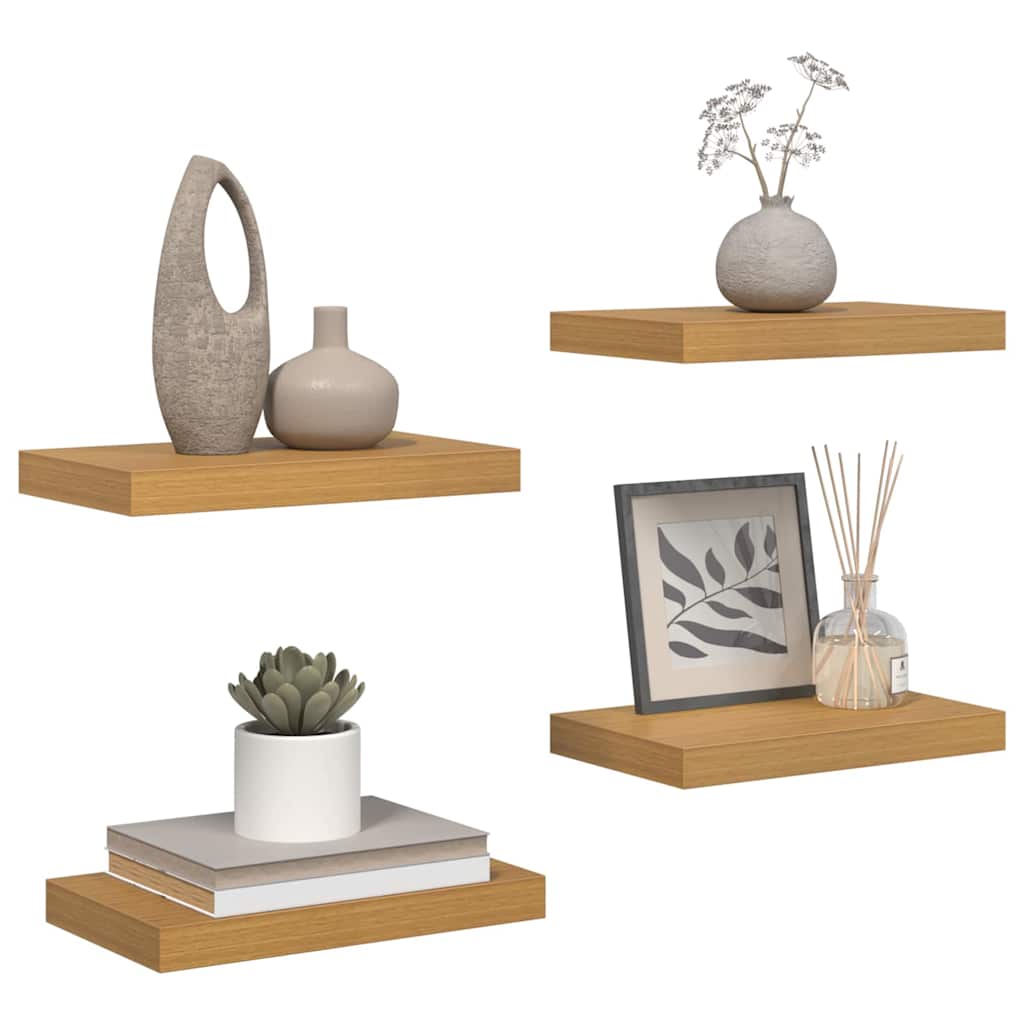Sieninės lentynos su saugykla 4 pcs Smėlio 40 x 23,5 x 4 cm