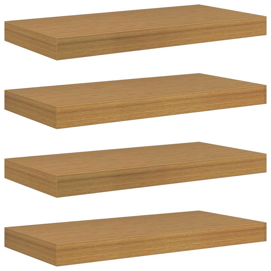 Sieninės lentynos su saugykla 4 pcs Smėlio 50 x 23,5 x 4 cm