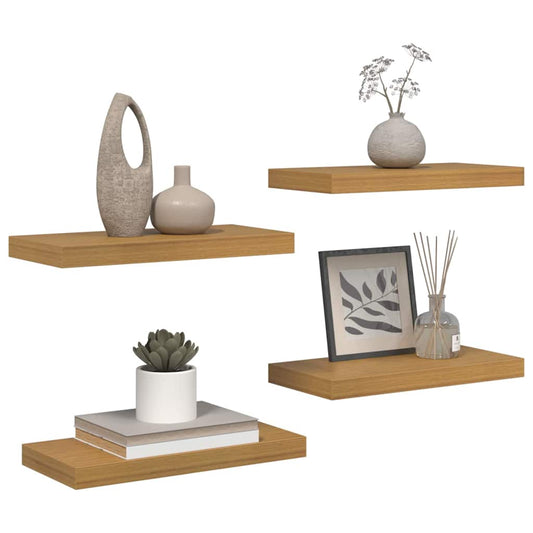 Sieninės lentynos su saugykla 4 pcs Smėlio 50 x 23,5 x 4 cm