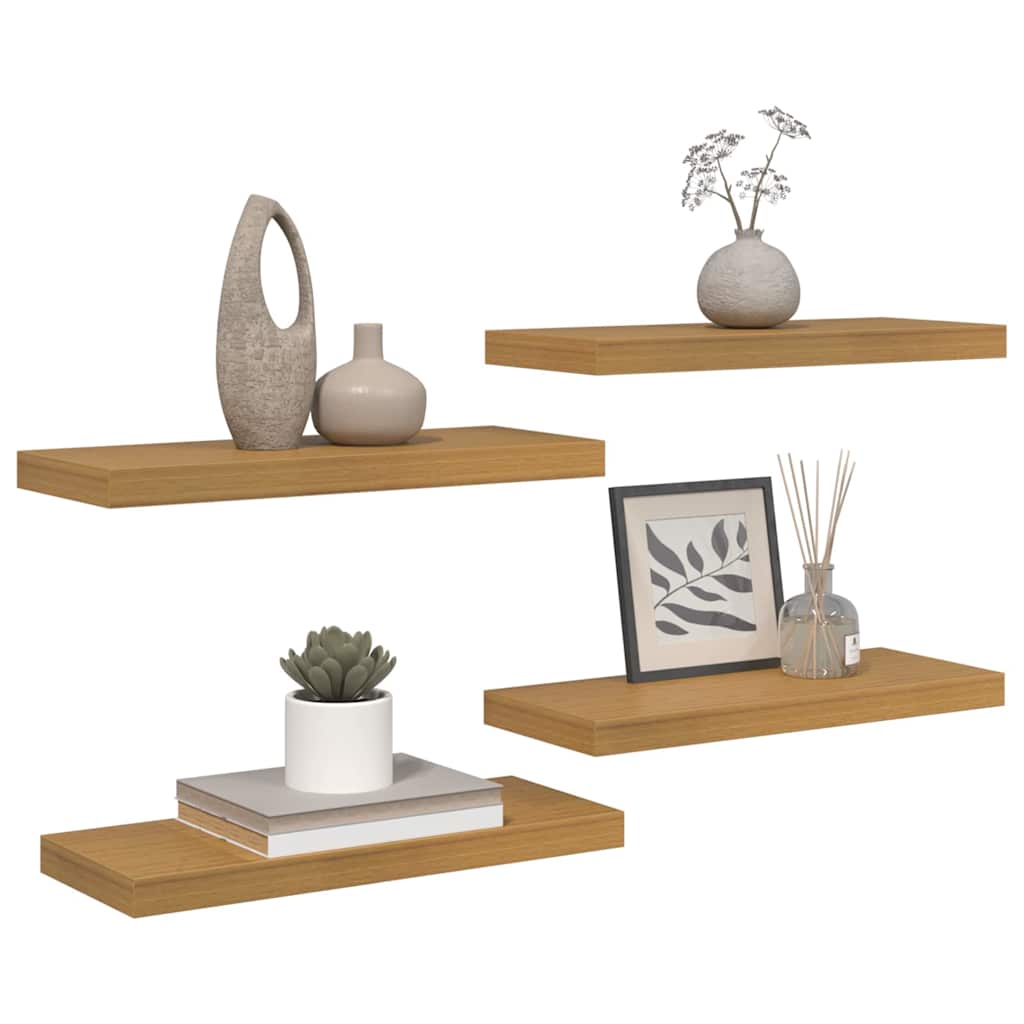 Sieninės lentynos su saugykla 4 pcs Smėlio 60 x 23,5 x 4 cm