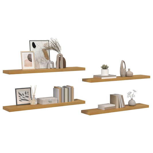 Sieninės lentynos su saugykla 4 pcs Smėlio 120 x 23,5 x 4 cm