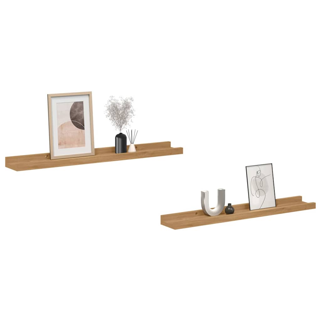 Sieninės lentynos 2 pcs Ruda 60 x 9 x 3 cm Apdirbta mediena