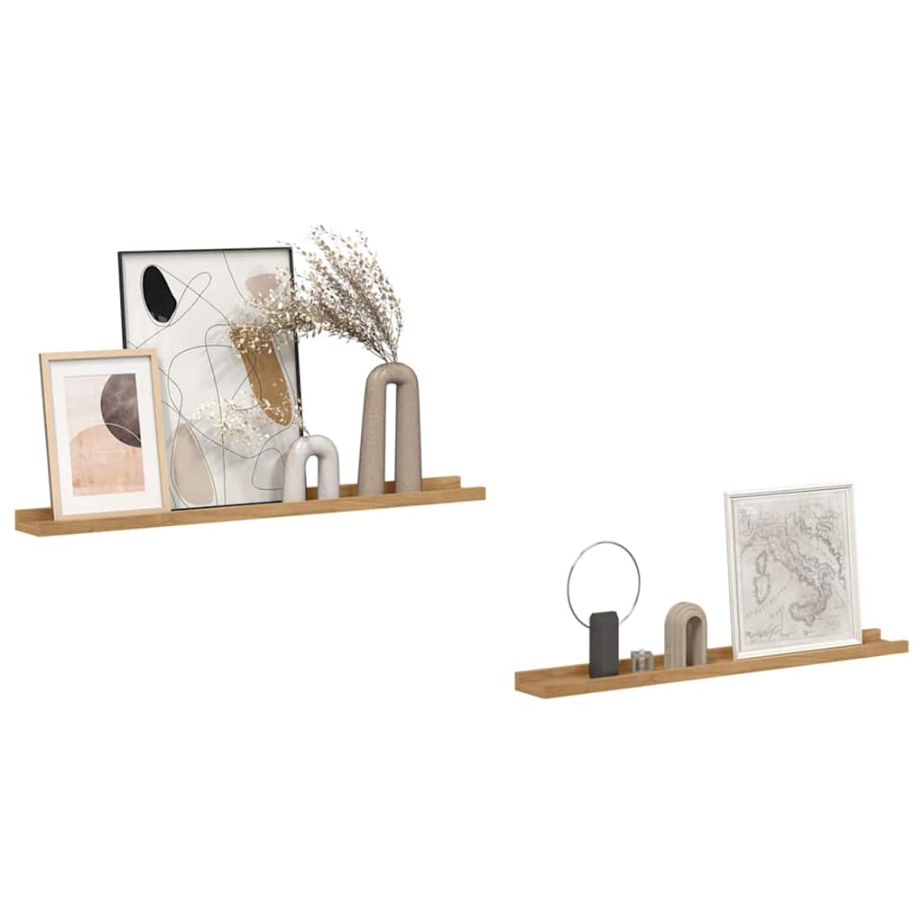 Sieninė lentyna 2 pcs Ruda 80 x 9 x 3 cm Apdirbta mediena