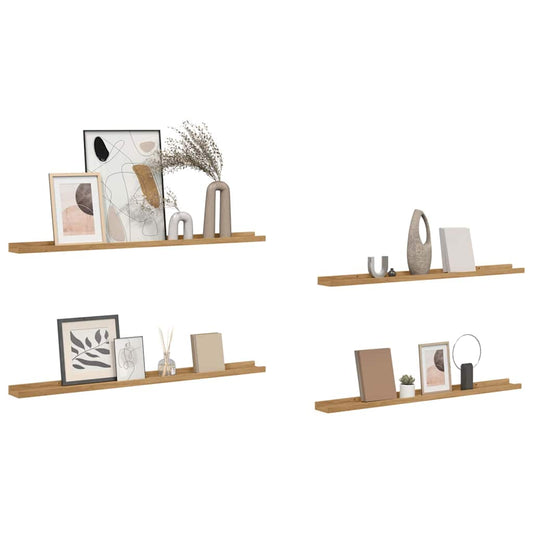 Sieninės lentynos 4 pcs Ruda 100 x 9 x 3 cm Apdirbta mediena
