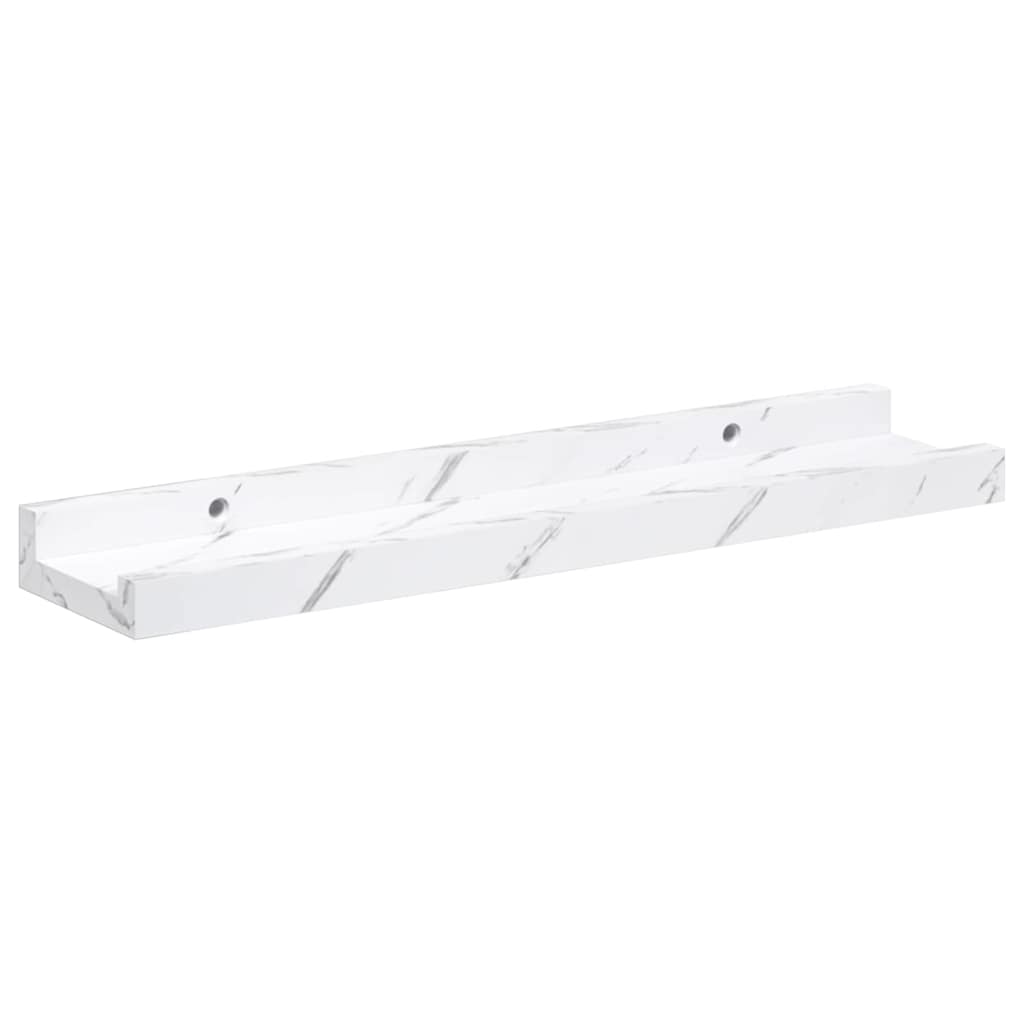 Sieninės lentynos su lentyna 2 pcs Balti marmuro 40 x 9 x 3 cm